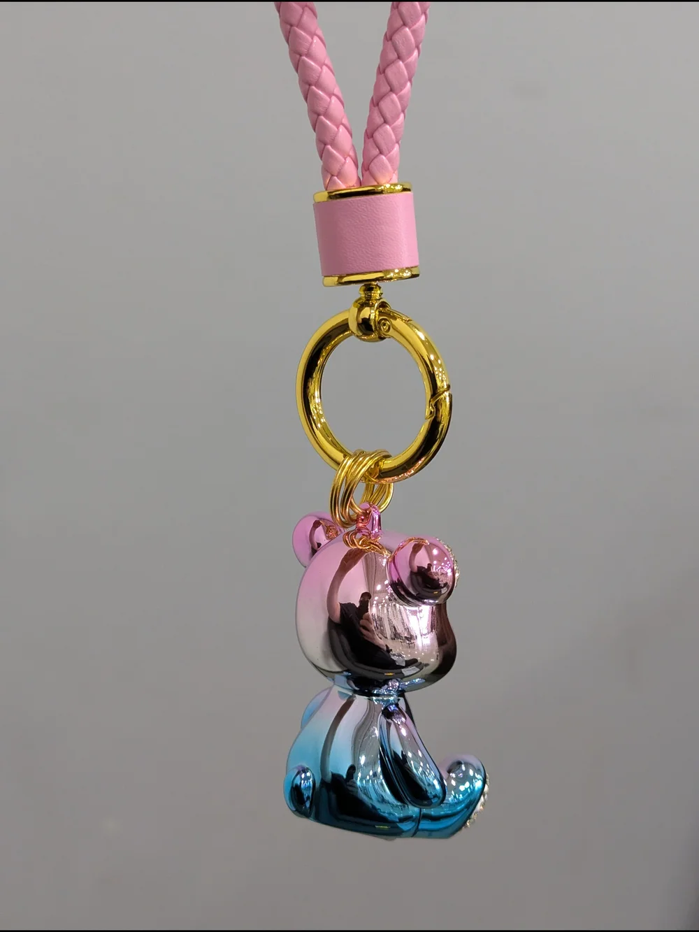 Ombre Bear Bag Charm Pink Blue w/ Strap NWOT